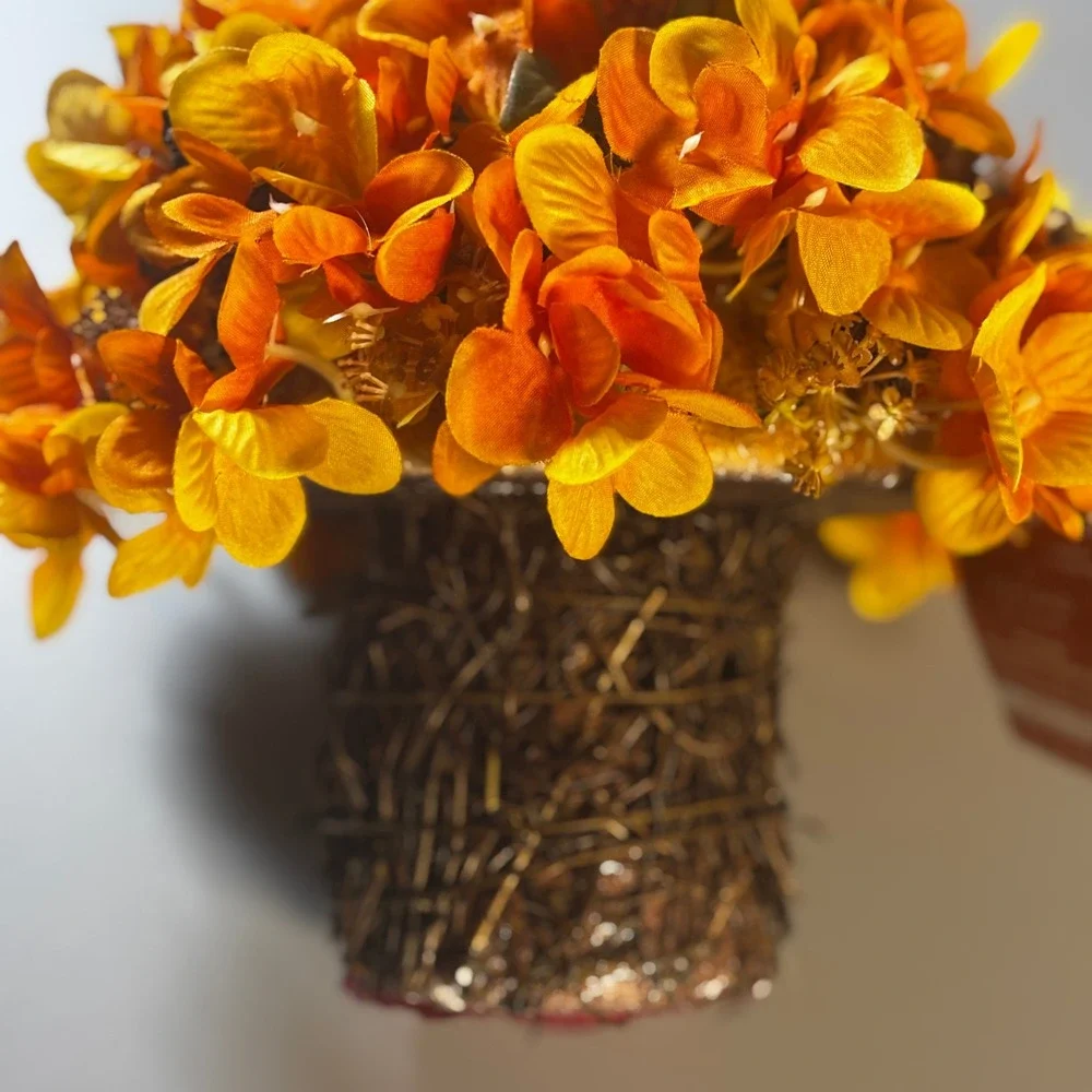 Ashland Fall Autumn Floral Arrangement‎ Yellow Mum Orange Flower Decor NWT